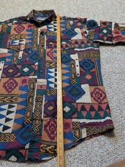 VTG Plainsman Western Aztec Pattern Multicolor Button Shirt L/XL
