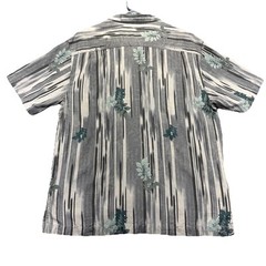 Tommy Bahama Hawaiian Camp Shirt Mens L 100% Silk Gray Floral Tropical Aloha