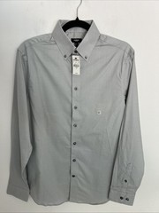 Men’s NWT Express 1MX Long Sleeve Button Up Dress Shirt Light Grey Size S