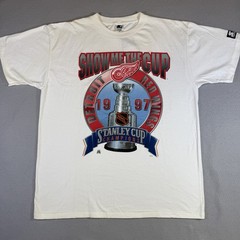 Detroit Red Wings T-Shirt Men’s L White Vintage 1997 Stanley Cup Champs Starter