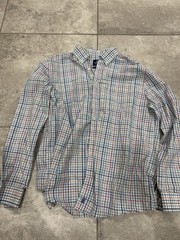 Johnnie-O Men Large L Plaid Button Down Shirt Long Sleeve Cotton French Blue