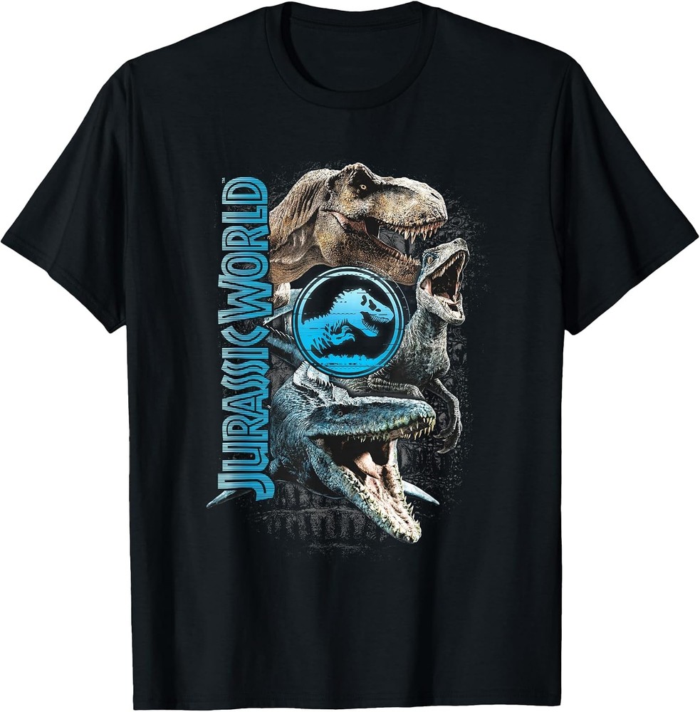 Jurassic World Dinosaur Logo Stack Graphic Tee Shirt