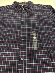 Tommy Hillfiger Men’s Medium Button Down Shirt Navy Red plaid Stretch Cotton