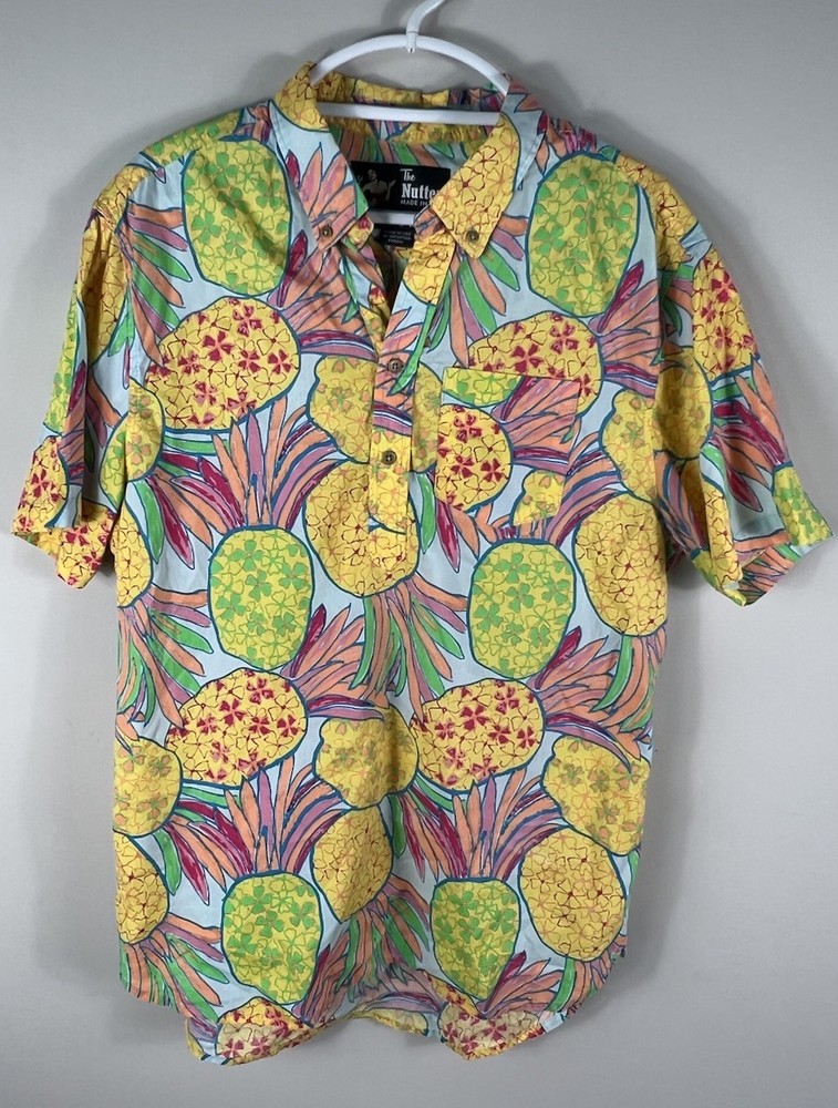 Chubbies “The Nutter” Popover Shirt Pineapple Print Size Large MADE IN USA