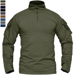 Men’s Hiking T-Shirts Tactical 1/4 Zip Casual Shirts Long Sleeve Field Work Tops