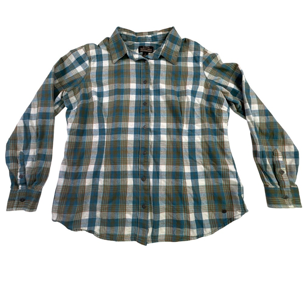 Noble Outfitters Men’s Button Down Long Sleeve Flannel – Blue Turquoise White XL