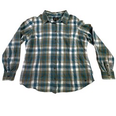 Noble Outfitters Men’s Button Down Long Sleeve Flannel – Blue Turquoise White XL