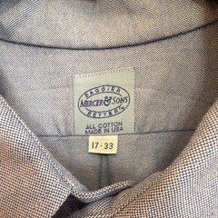 Mercer & Sons Blue Solid Cotton Button-Down Dress Shirt 17/33 Made in USA