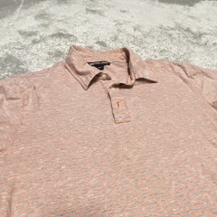 Michael Kors Men’s M Polo Orange/Gray Striped Short Sleeve Collared Button