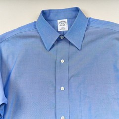 Brooks Brothers Blue Dress Shirt 14.5 32 Slim Fit Non Iron Point Collar