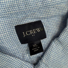J.Crew Mens Size XL Shirt Blue Micro Check Linen Cotton Button Down NEW AL179