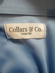 Collars & Co Dress Collar Polo Shirt Mens Large Tall Light Blue Short Sleeve