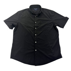 Mizzen+Main Shirt Mens Large Black Solid Leeward Trim Fit Short Sleeve Button Up
