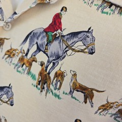 VTG 70s Gant AOP Equestrian Horse Hunting Print Long Sleeve Button Shirt Mens M