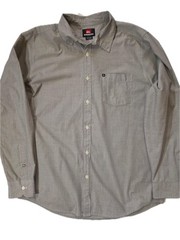 Quiksilver Dress Shirt Mens L Gray Chambray Cotton/Poly Pocket Collared