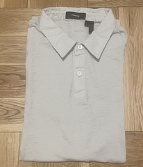 Theory – Off White Light Gray – Lightweight Slub Fabric Men’s Polo Shirt – Small