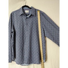 Con.struct Blue Geometric Knit Slim Fit Stretch Button-Up Shirt Men Size XL
