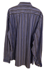 Bugatchi Men Long Sleeve Collared Striped Dress Shirt Classic Fit Blue Size XL