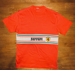 Ferrari Red/White Striped Logo Graphic Crew Neck Short Sleeve Men’s T-Shirt L