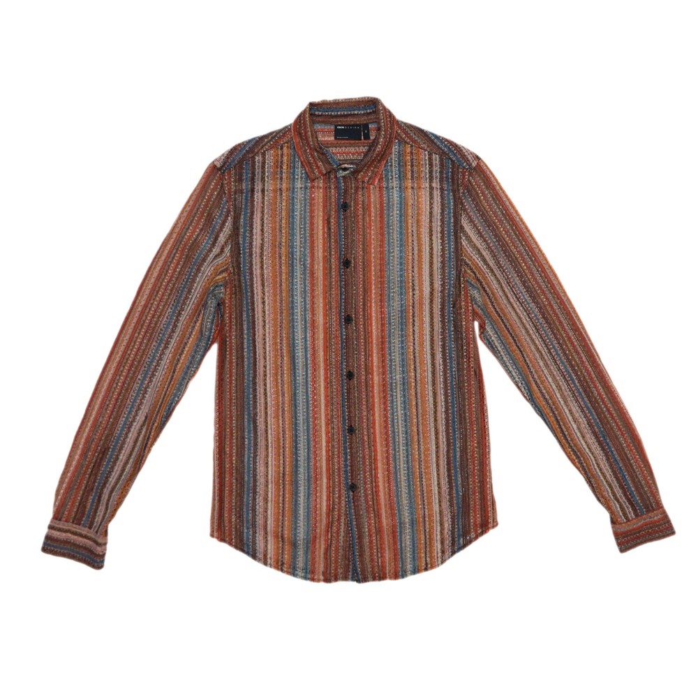 ASOS Design Men Multicolor Regular fit Striped Lace collared Retro Shirt Sz XS