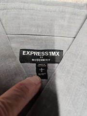 Express 1MX Men’s Solid Gray Long Sleeve Dress Shirt Size L