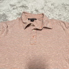 Michael Kors Men’s M Polo Orange/Gray Striped Short Sleeve Collared Button