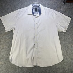 Construct Mens 2XL Short Sleeve Button Up Shirt White Blue Purple Dot Modern
