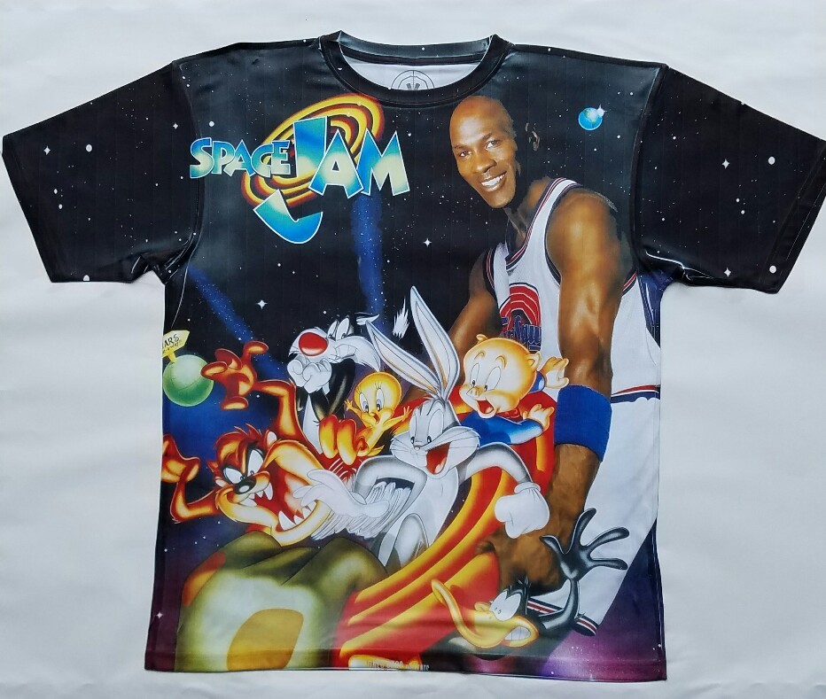 Custom Jordan Space Jam black Sublimated T Shirt XI 11 toonsquad