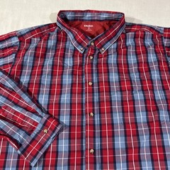 5XL Big & Tall Mens Casual Dress Shirt Button-Down Red/Blue Long Sleeve