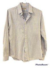 Express Fitted Medium 15 15 1/2 Long Sleeve Blue Dress Shirt Dotted