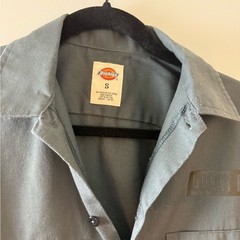 Dickies Work Shirt Small Button Down Gray Lucky Fish Utility Top novelty