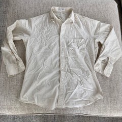 80’s Giorgio Armani Mens Pinstripe Button Down Shirt Cream 15 32/33