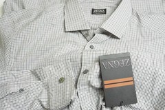 Ermenegildo Zegna Centoquaranta Twill White Gray Plaid Check Sz L BRAND NEW