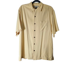 Tommy Bahama Relaxed Hawaiian Shirt Yellow, Short Sleeve, Button-Up, 100% Silk
