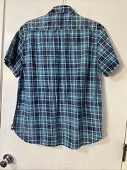 zip code button down shirt Blue Plaid Bleach Sz L Shirt Sleeve MSRP $54