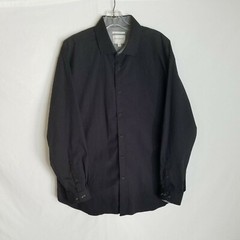 Construct Con.Struct Mens Black Slim Fit Button Front Dress Shirt Sz 17.5 34-35