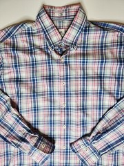 Peter Millar Button Dress Shirt Mens L Plaid Pink Blue Cotton Preppy Classic