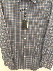 Quieti Performance Medium M Button Front Long Sleeve Shirt Blue Plaid Mens NWT