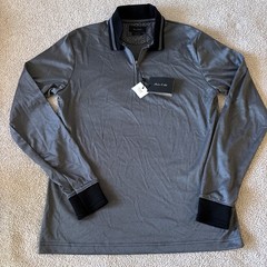Porter & Ash Knitted Jacquard Long Sleeve Golf Polo 1/4 Zip Men S Grey Career