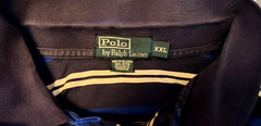 Polo by Ralph Lauren Polo Shirt Men’s XXL Navy Blue White Striped, SS, Red Logo