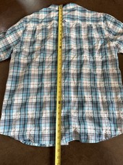 prAna Men’s Short Sleeve Shirt XL Plaid Blue/Gray Polyster Blend Button-Up Hike