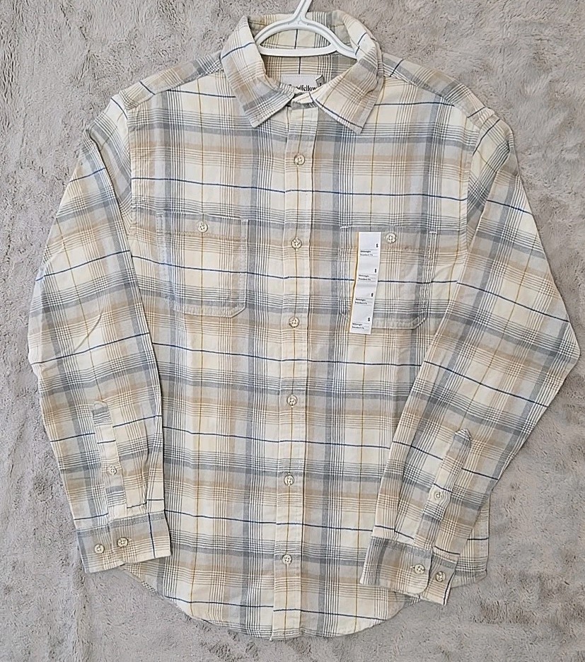 Goodfellow Mens Small Mid-Weight Flannel Long Sleeve Button-Down Shirt Plaid NWT