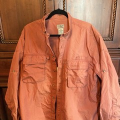 L.L. Bean Men’s Large Burnt Orange Button-up Fishing Shirt Long Sleeve