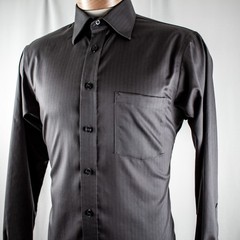 JOSEPH ABBOUD Silver Gray Solid Striped Cotton Men Dress Shirt Size 15