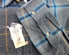 Small Rustic Blue Durable Goods Plaid Flannel Button Front Shirt Blue Gray Mens