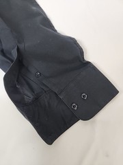 D’ amante Banded Collar Hidden Button Down Shirt Black