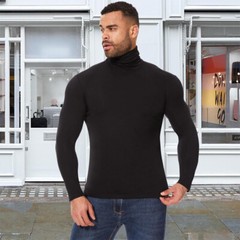 Men High-Neck Mock Turtleneck Solid Undershirt Long Sleeve Pullover Basic Layer