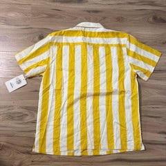 NWT Duvin Design Cabana Button Up Shirt Yellow Striped Short Sleeve Mens Medium