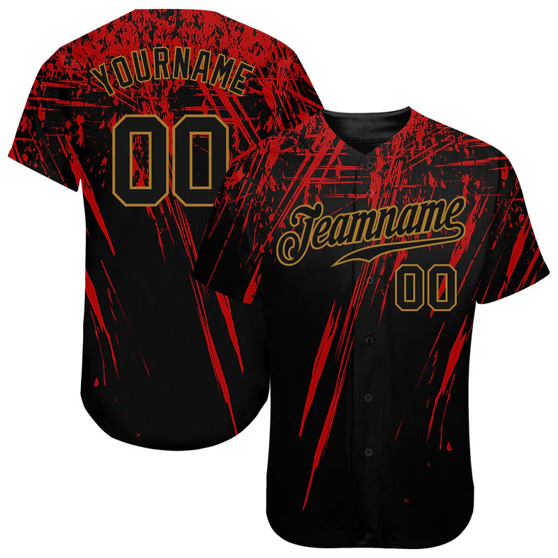 Custom Red Black Splatter Baseball Jersey Personalized Graphic Shirt Gift