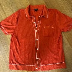Todd Snyder Men’s Orange Solid Knit Short Sleeve Polo w/ Trim Pocket XL